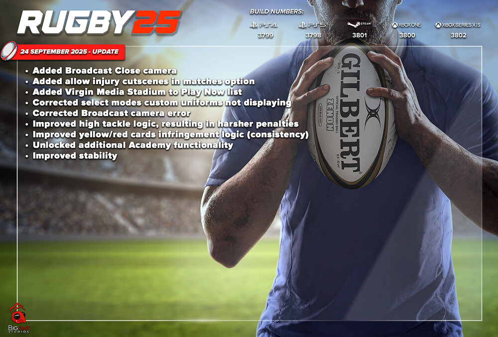 Rugby 25 - 24 Sep
